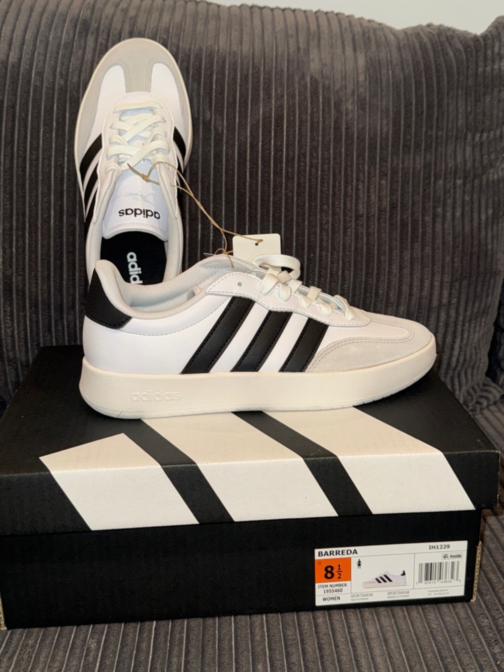 Brand New adidas White and Black Barreda Low-Top Sneakers